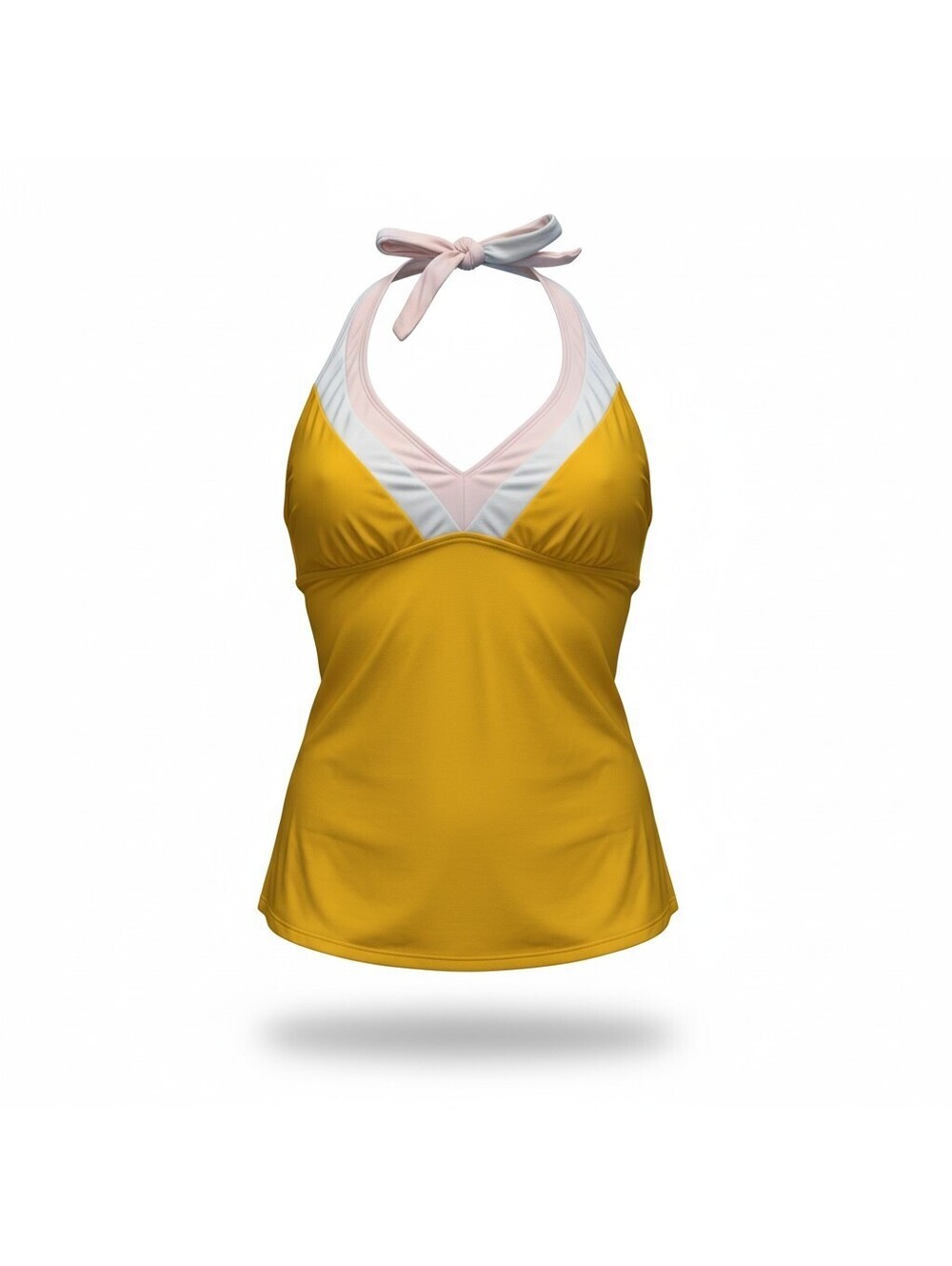 Colorblock Halter Tankini Top